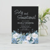 Zestig sensationeel stoffig blauw wit bloemenzwart kaart (Staand voorkant)