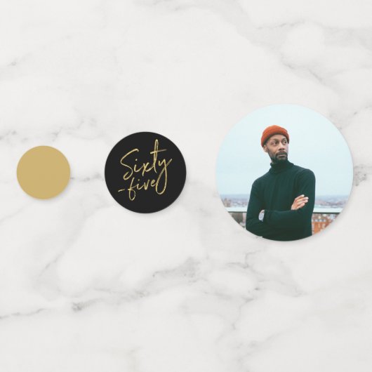 Zestig Vijf Goud & Zwart Modern 65e Verjaardagsfee Confetti (Achterkanten)