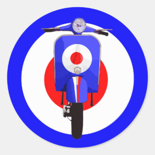 Zestig zoeken Scooter op standaard doel Ronde Sticker