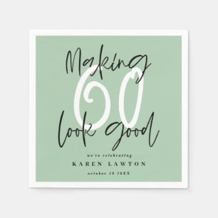 Zestiger 60 lijkt goed kleurrijk verjaardagsfeest servet