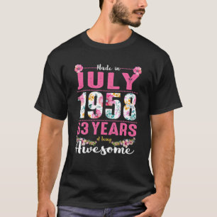 zestigjarig meisje 63 juli 1958 63 jaar oud t-shirt