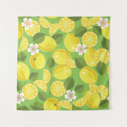 Zesty citroen: Citrus Pattern Delight Wandkleed (Voorkant)