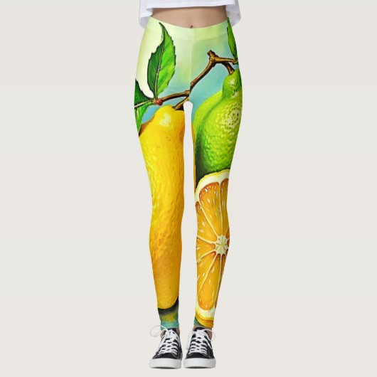Zesty Citrus Burst of Sunshine Design Leggings (Voorkant)