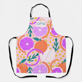 Zesty Citrus Geometric Confetti Chef Pink Lemonade Schort