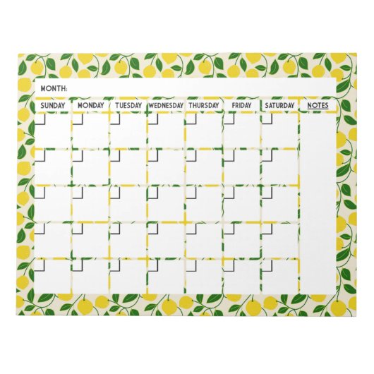 Zesty Lemon Calendar Notitieblok (Voorkant)