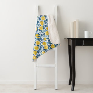 Zesty Lemon Garden - Helder geel en blauw Sherpa Deken