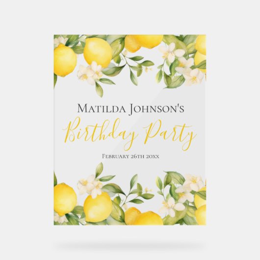 Zesty Lemons Fun Jaune fête d'anniversaire (Recto)