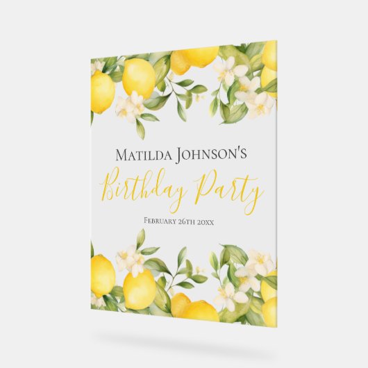Zesty Lemons Fun Jaune fête d'anniversaire (Angle)