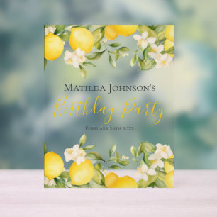Zesty Lemons Leuk Geel Verjaardagsfeest Acryl Bord