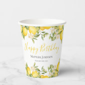 Zesty Lemons Leuk Geel Verjaardagsfeest Papieren Bekers (Voorkant)