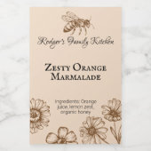 Zesty Sinaasappel Marmalade Bloemen Honing Bijen E Voedselcontainer Etiket (Enkel label)