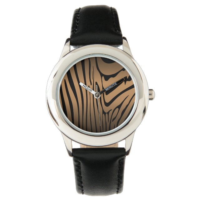 Zesty Zebra Brown Horloge (Voorkant)