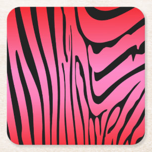 Zesty Zebra Red Vierkante Kartonnen Onderzetter