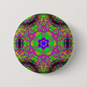 zeszijdig blauw hippie groovy ronde button 5,7 cm