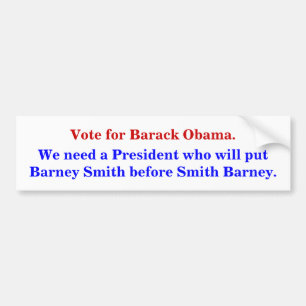Zet Barney Smith voor Smith Barney. Bumpersticker
