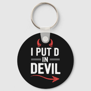 Zet D in Duivel Grappig Halloween Matching Koppel Sleutelhanger
