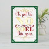 Zet de NO in Noel Folie Uitnodiging (Staand Voorkant)