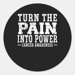 Zet de pijn om in Power Cancer Awareness Chemo Ronde Sticker
