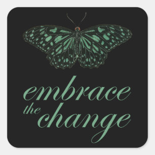Zet de Verandering - Groene Butterfly in Vierkante Sticker