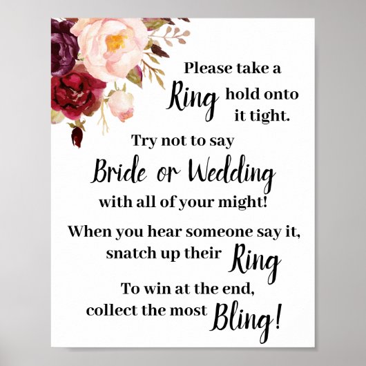 Zet een ring op het Marsala-douchespelbord Poster (Voorkant)