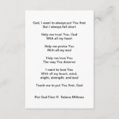 ‘Zet God op de eerste plaats’ gedicht Informatiekaartje (Voorkant)