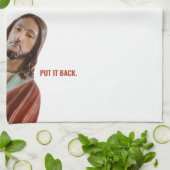 Zet het terug grappige Jezus op witte achtergrond Theedoek (Gevouwen)