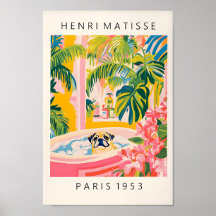 Zet in bad, Matisse print, grappige badkamer muur Poster