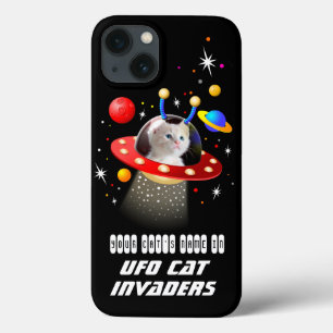 Zet je kat in een Alien Spaceship UFO Sci Fi film iPhone 13 Hoesje