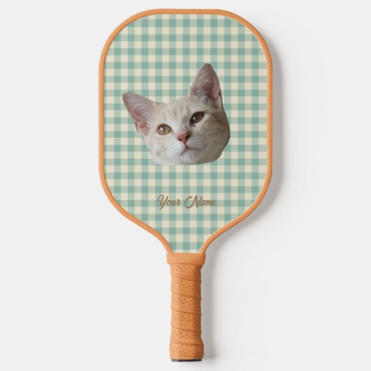 Zet je kattenfoto op Gingham Pickleball Paddle (Voorkant)