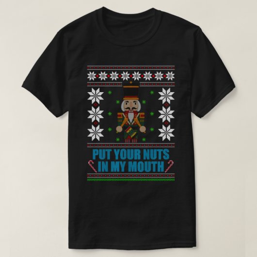 Zet je noten in mijn mond - lelijke kerst t-shirt (Design voorkant)