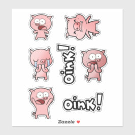 Zet met cute biggetjesstickers voor kinderen en di sticker