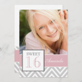 ZET ZES PINK GRAY CHEVRON PATTERN KAART (Voorkant / Achterkant)