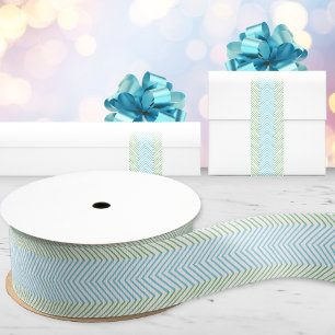 Zeta Chevron Streep in Groen en Aqua Grosgrain Lint
