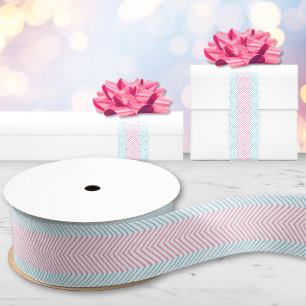 Zeta Chevron Streep in Roze en Aqua Grosgrain Lint