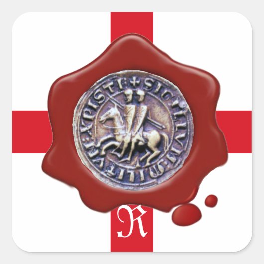 ZETEL VAN DE KNIGHTS-TEMPLAR, Monogram rode was Vierkante Sticker (Voorkant)