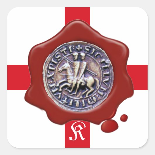ZETEL VAN DE KNIGHTS-TEMPLAR, Monogram rode was Vierkante Sticker (Voorkant)