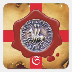 ZETEL VAN DE KNIGHTS-TEMPLAR, Monogram rode was Vierkante Sticker