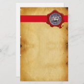 ZETEL VAN DE KNIGHTS-TEMPLAR, rode was, perkament Briefpapier (Voorkant / Achterkant)