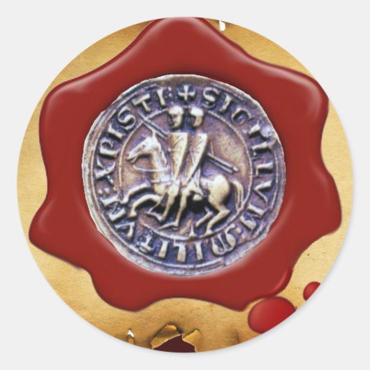 ZETEL VAN DE KNIGHTS-TEMPLAR, rode was, perkament Ronde Sticker (Voorkant)