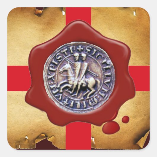 ZETEL VAN DE KNIGHTS-TEMPLAR, rode was, perkament Vierkante Sticker (Voorkant)