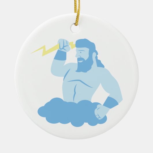 Zeus en Lightening Keramisch Ornament (Voorkant)