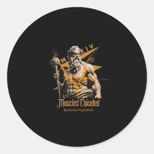 Zeus Griekse Goden Donder Mythologie Gym Fitness M Ronde Sticker