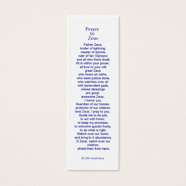 Zeus Prayer Kaart (Voorkant)