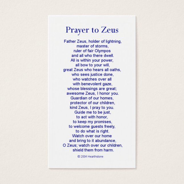 Zeus Prayer Kaart (Voorkant)