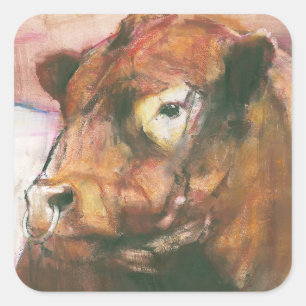 Zeus Red Belted Galloway Bull 2006 2 Vierkante Sticker