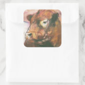 Zeus Red Belted Galloway Bull 2006 2 Vierkante Sticker (Tas)