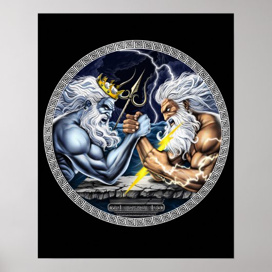 Zeus vs Poseidon Arm Wrestling Poster (Voorkant)