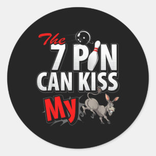 Zeven 7 Pin Kan Kus Mijn Grappige 10 Pin Bowling M Ronde Sticker