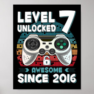 Zeven 7jr Verjaardag Zoon Jongen Grappig Gamer 7e Poster