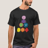 Zeven chakra basic donker T-shirt, yoga healers T-shirt (Voorkant)
